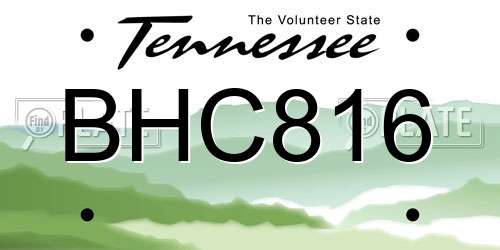 BHC816 Tennessee License Plate