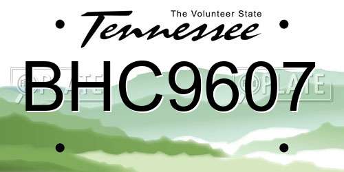 BHC9607 Tennessee License Plate