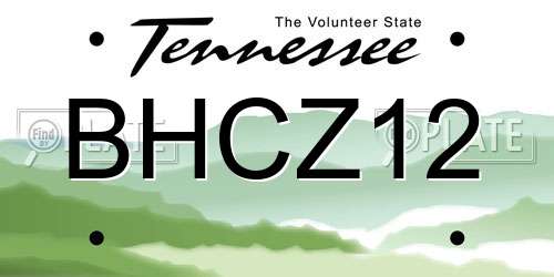BHCZ12 Tennessee License Plate