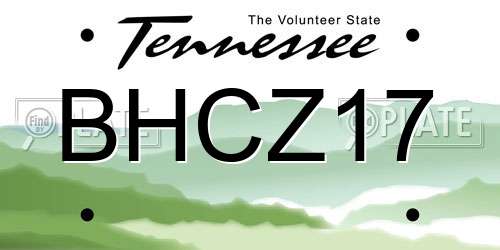 BHCZ17 Tennessee License Plate
