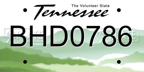 BHD0786 Tennessee License Plate