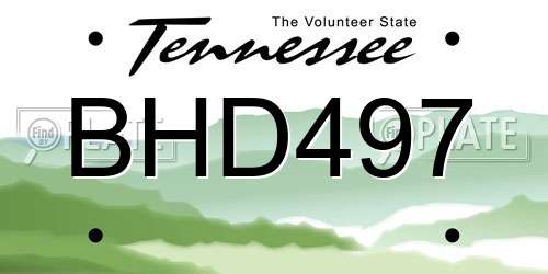 BHD497 Tennessee License Plate