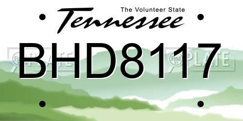 BHD8117 Tennessee License Plate