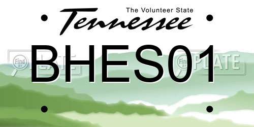 BHES01 Tennessee License Plate