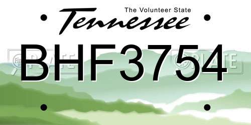 BHF3754 Tennessee License Plate