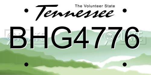 BHG4776 Tennessee License Plate