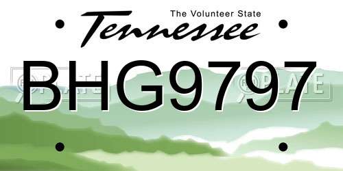 BHG9797 Tennessee License Plate
