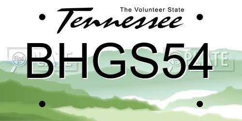 BHGS54 Tennessee License Plate