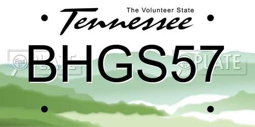 BHGS57 Tennessee License Plate