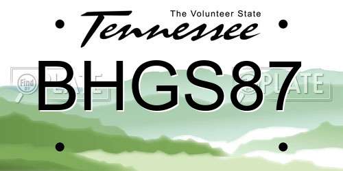 BHGS87 Tennessee License Plate