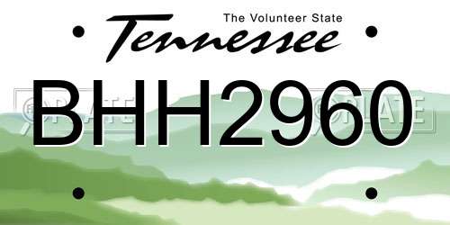 BHH2960 Tennessee License Plate