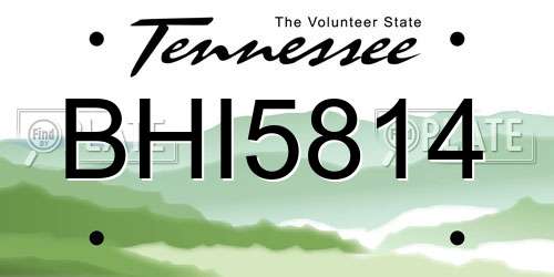 BHI5814 Tennessee License Plate