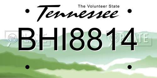 BHI8814 Tennessee License Plate