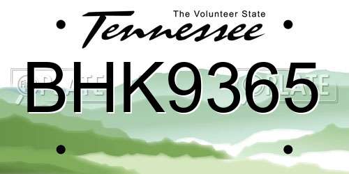 BHK9365 Tennessee License Plate