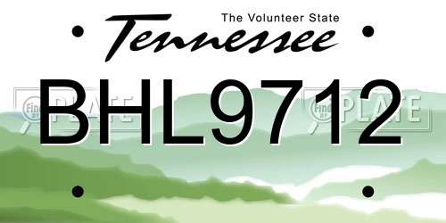 BHL9712 Tennessee License Plate