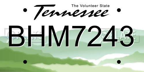 BHM7243 Tennessee License Plate