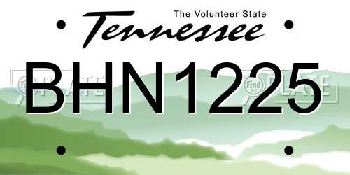 BHN1225 Tennessee License Plate