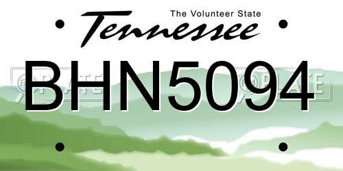 BHN5094 Tennessee License Plate