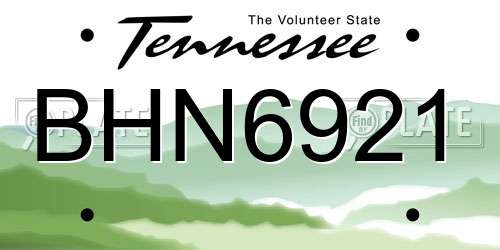 BHN6921 Tennessee License Plate