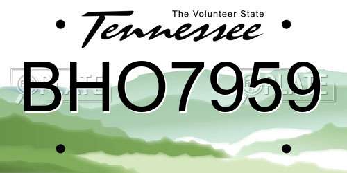 BHO7959 Tennessee License Plate