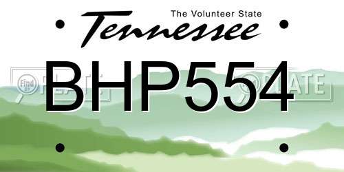 BHP554 Tennessee License Plate
