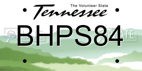 BHPS84 Tennessee License Plate