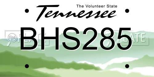 BHS285 Tennessee License Plate