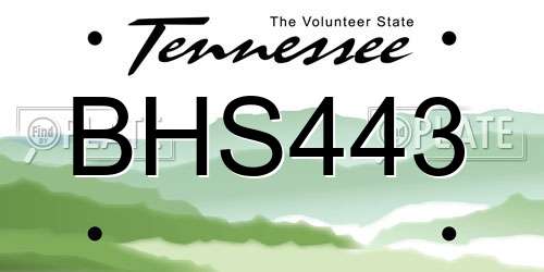 BHS443 Tennessee License Plate