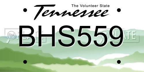 BHS559 Tennessee License Plate