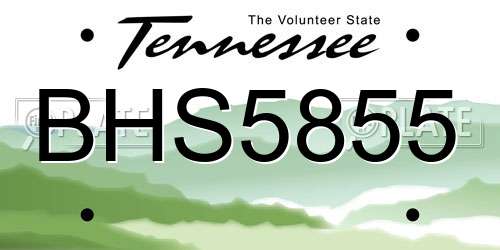 BHS5855 Tennessee License Plate