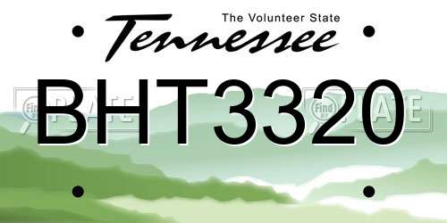 BHT3320 Tennessee License Plate