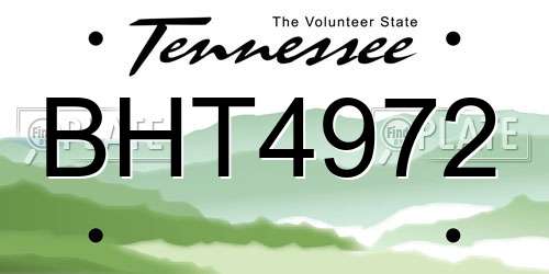 BHT4972 Tennessee License Plate