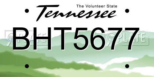 BHT5677 Tennessee License Plate