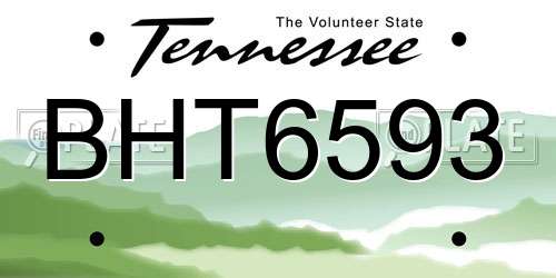 BHT6593 Tennessee License Plate