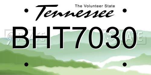 BHT7030 Tennessee License Plate
