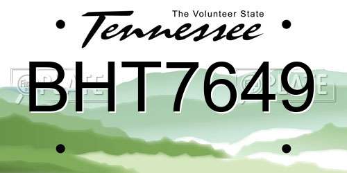 BHT7649 Tennessee License Plate