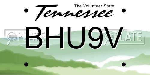BHU9V Tennessee License Plate