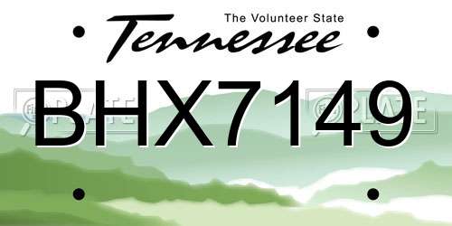 BHX7149 Tennessee License Plate