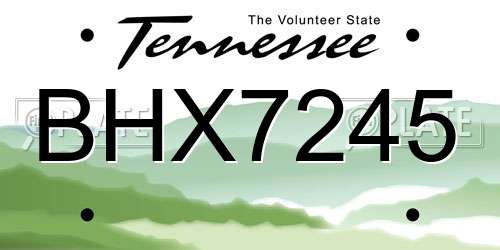BHX7245 Tennessee License Plate