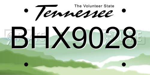 BHX9028 Tennessee License Plate