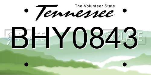 BHY0843 Tennessee License Plate