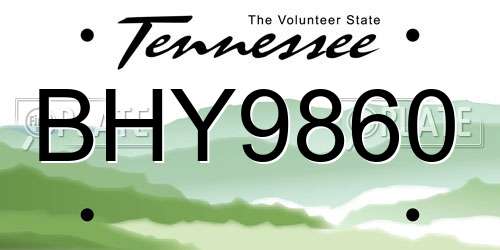 BHY9860 Tennessee License Plate