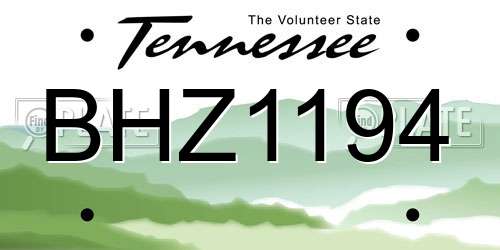 BHZ1194 Tennessee License Plate