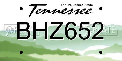 BHZ652 Tennessee License Plate