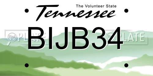 BIJB34 Tennessee License Plate