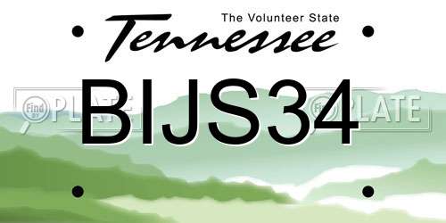 BIJS34 Tennessee License Plate