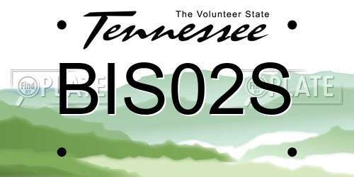 BIS02S Tennessee License Plate