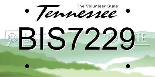 BIS7229 Tennessee License Plate