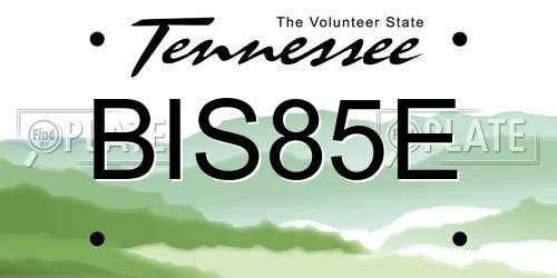 BIS85E Tennessee License Plate