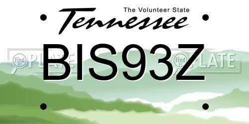 BIS93Z Tennessee License Plate